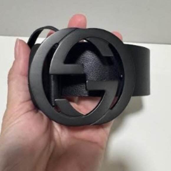 Matte Black Interlocking G Logo Gucci Belt - Picture 1 of 5